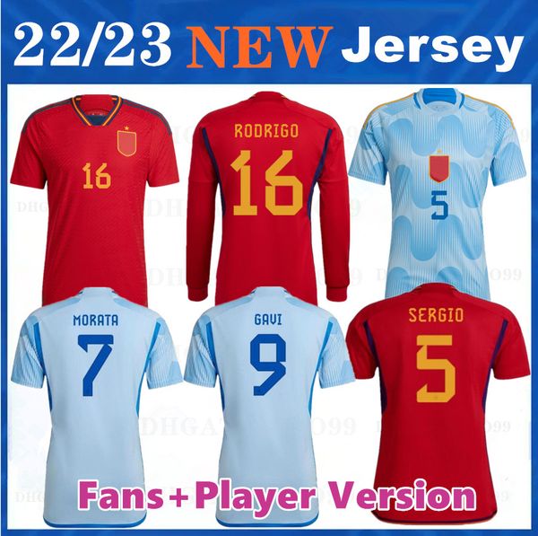 

22 23 spain soccer jerseys 2022 2023 pedri espana morata ferran koke gavi azpilicueta ramos football shirts men fans player version llorente, Black;yellow