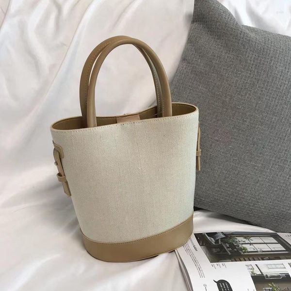 

fashion canvas bags handbag shoulder for women autumn and winter girl simple solid color casual crossbody bucket