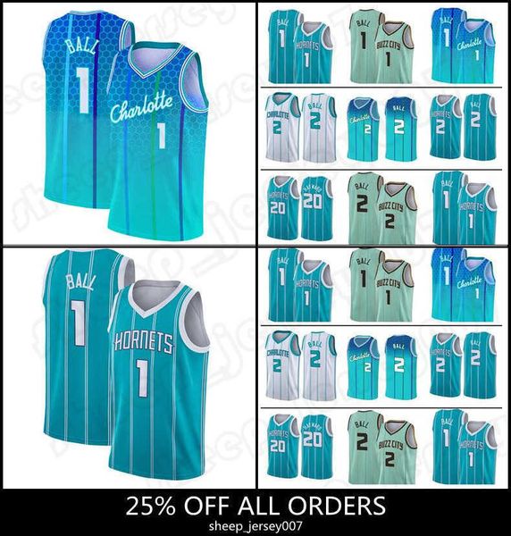

jersey basketball''nba''charlotte''hornets''lamelo 2 # 1 ball gordon 20 hayward rj barrett knick 9 3, Black;red