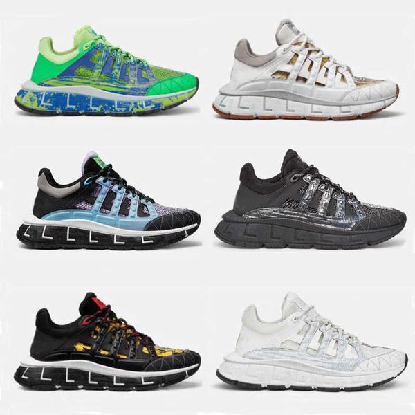 

desginer mens trigreca sneakers women platform shoes lateral greca print lace up leather runner trainer brand fashion outdoor casual shoes w