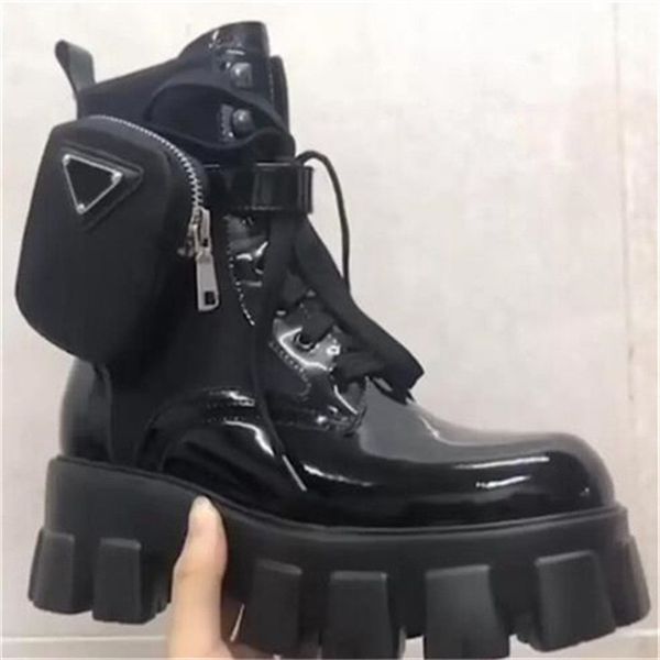 

designer boots womens shoes ankle boot fashion martin black roman boots nylon platform triangle pocket wallet belt booties