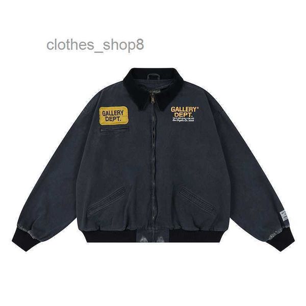 

high version designer gallerydepets men's jackets coats washed distressed print badge denim youth fashion brand workwear coat men, Black;brown