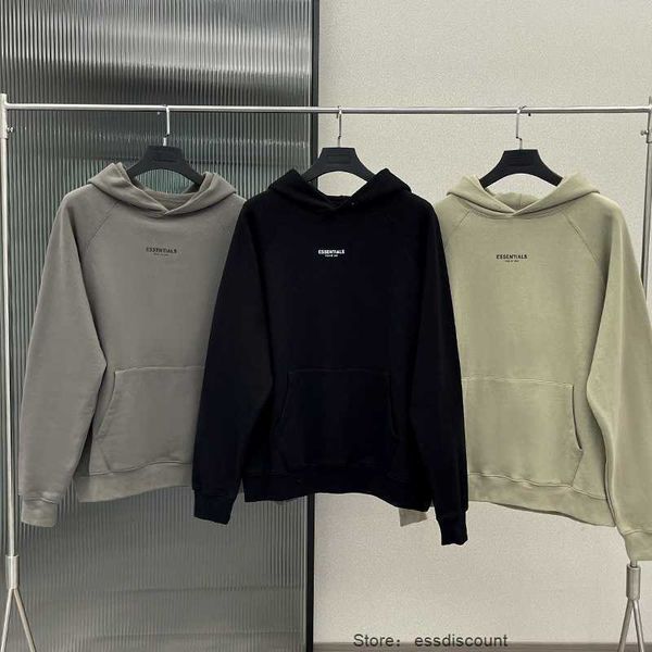 

ess hoodies new double thread essential mens hoodies chest letter high street style sweater hoodie cotton padded women's sweatshirt, Black;brown