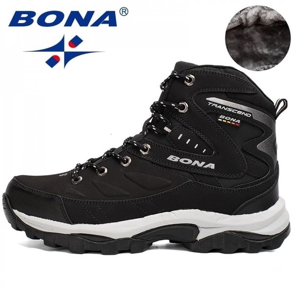 

dress shoes bona style men hiking winter outdoor walking jogging mountain sport boots climbing sneakers 221116, Black