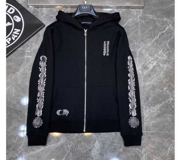 

fashion mens luxury sweatshirts designer hoodies zipper sanskrit graffiti hooded sweater cross pullover hoodie casual women coat sweatshirt, Black