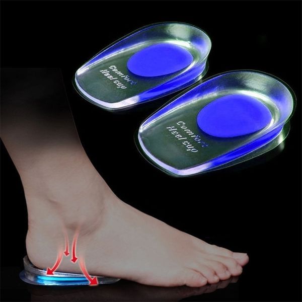 

shoe parts accessories 1pair soft silicone gel insoles for heel spurs pain foot cushion massager care half heel insole pad height increase 2, White;pink