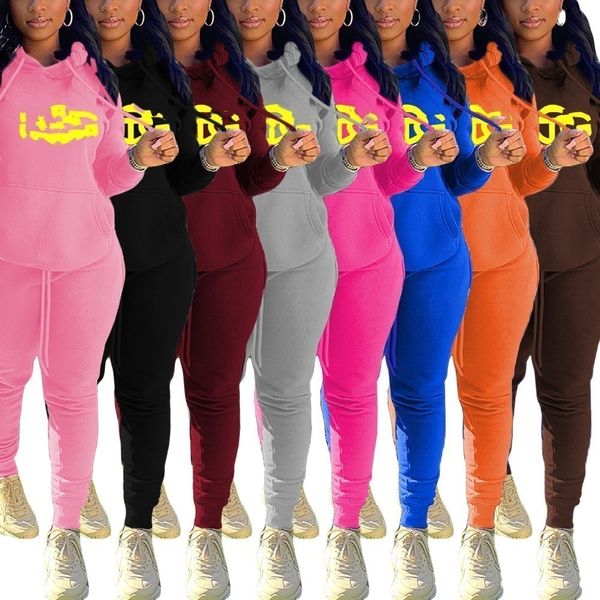 

designer brand jogging suit women tracksuits letter print 2 piece sets long sleeve hoodies and pants sweatsuits sportswear plus size 5xl clo, Gray