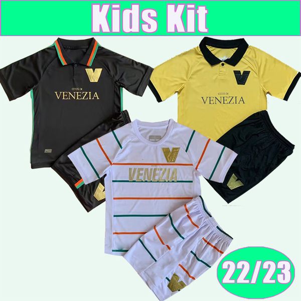 

22 23 venezia kids kit soccer jerseys mazzocchi tessmann aramu fiordilino johnsen heymans busio crnigoj home away 3rd football shirts short, Black;yellow
