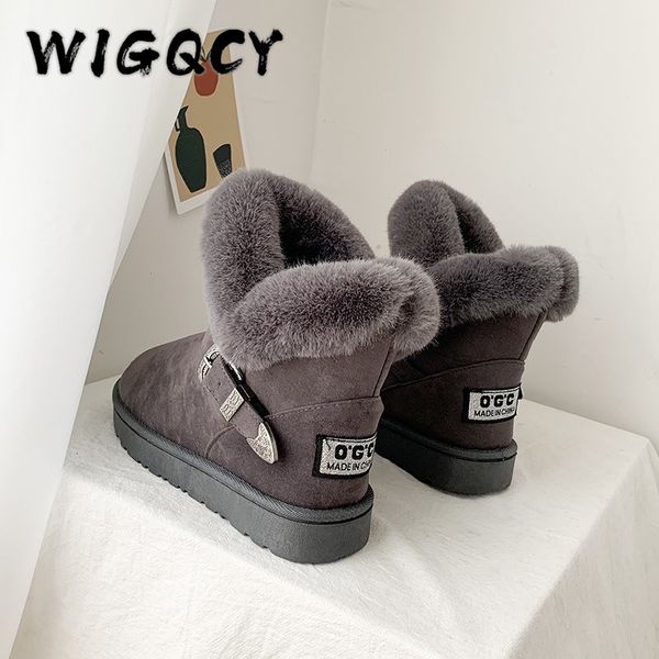 

boots women winter snow outdoor fur keep warm shoes female flock slip-on woolen boot solid metal decoration casual 221116, Black