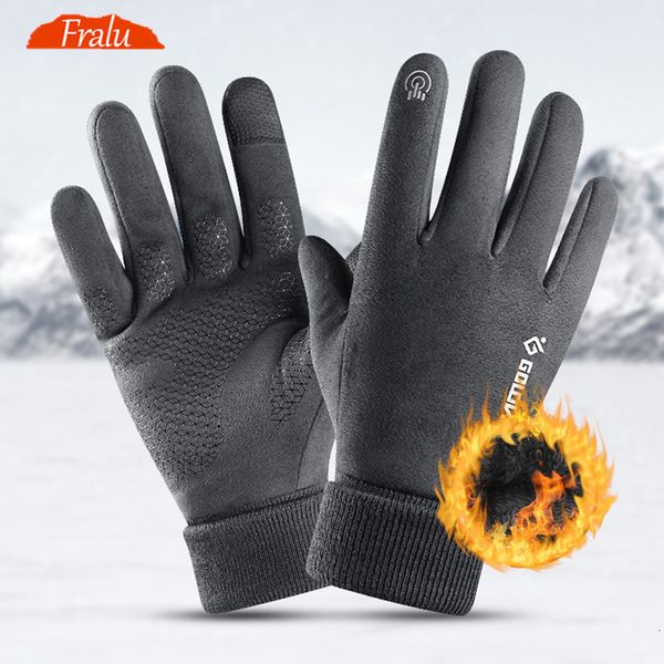 

five fingers gloves winter for men windproof warm thick business men' skin-friendly touch screen night riding reflective sign 221116, Blue;gray