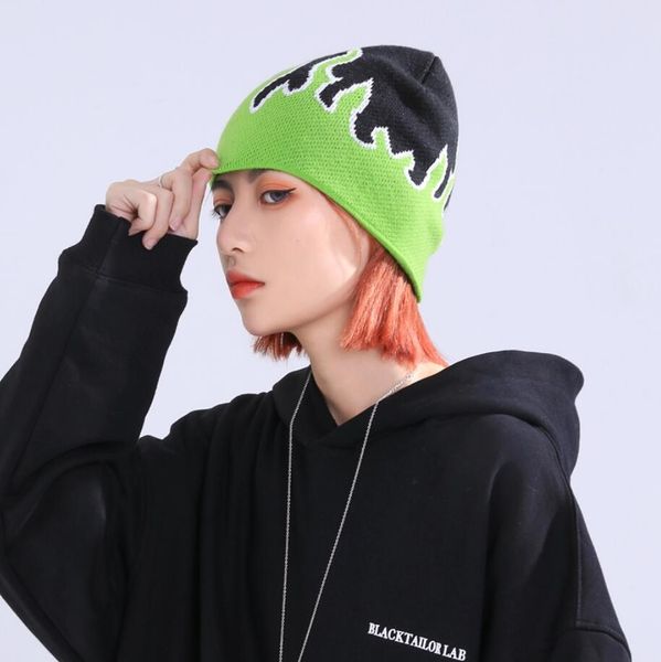 

flame beanies hats for women and men warm knitted hip hop beanie caps autumn winter casual fashion streetwear, Blue;gray