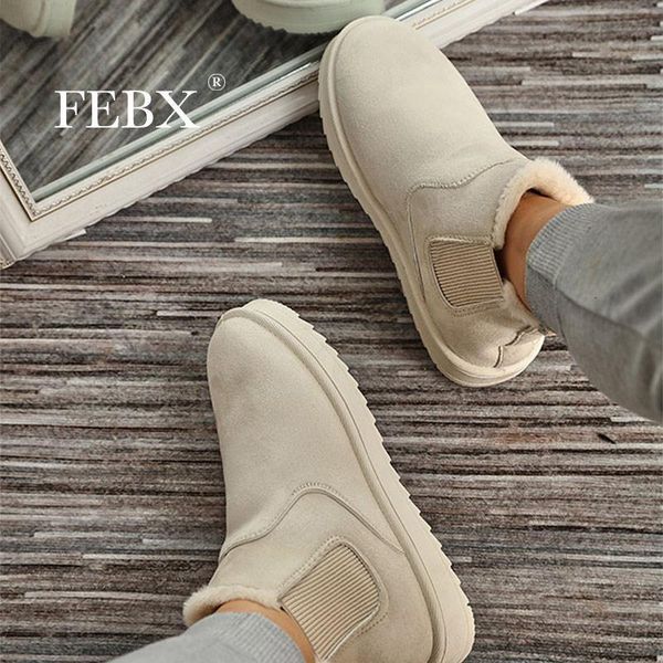 

boots mcckle women's snow slip-on waterproof winter warm plush women chelsea ankle ladies home cotton shoes female botas 221116, Black