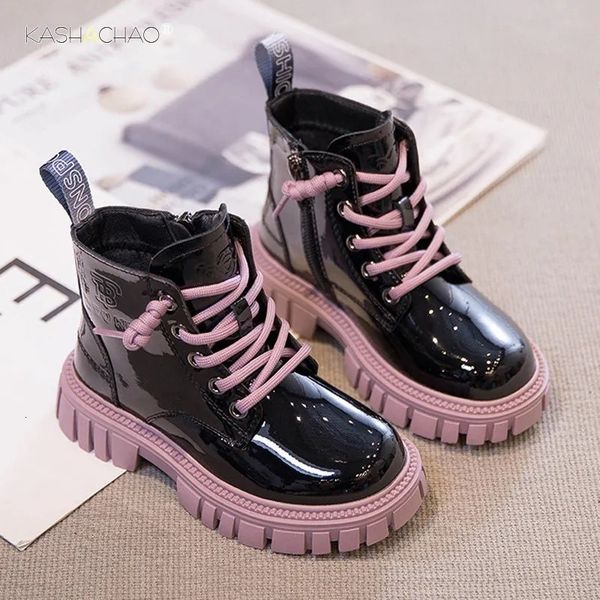 

boots fashion kids girls british style children' ankle autumn winter warm waterproof boys 3-15 years old snow 221116, Black;grey