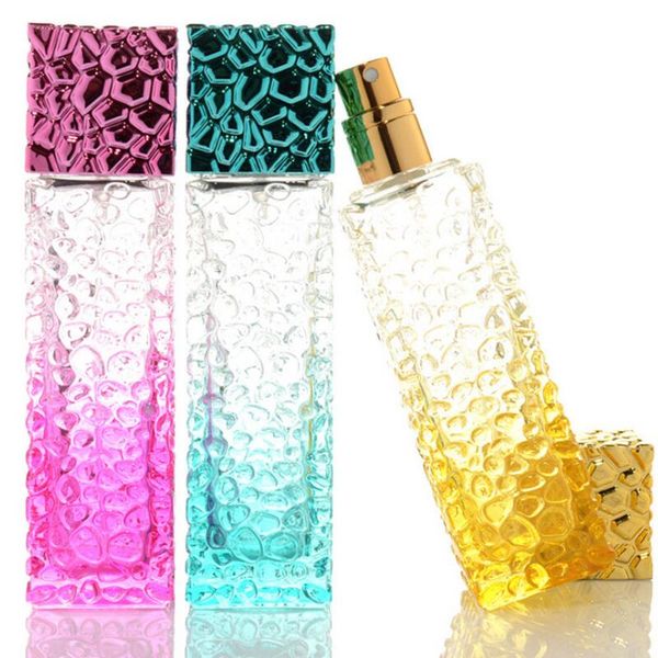 

50ml square glass spray bottle travel portable sub-bottle refillable colorful perfume fine mist container lx8426
