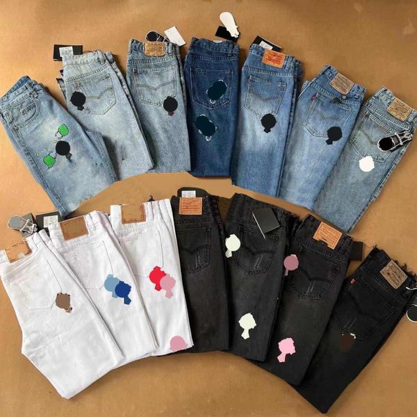 

heart mens jeans chrome winter designer long pants jogger denim printed clothing hop pant chromess hdo5, Black