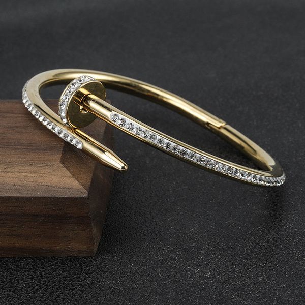 

nail bracelets designer diamond bangle bracelet simple luxury jewelry for mens women fashion bangle titanium steel alloy gold-plated craft n, Black