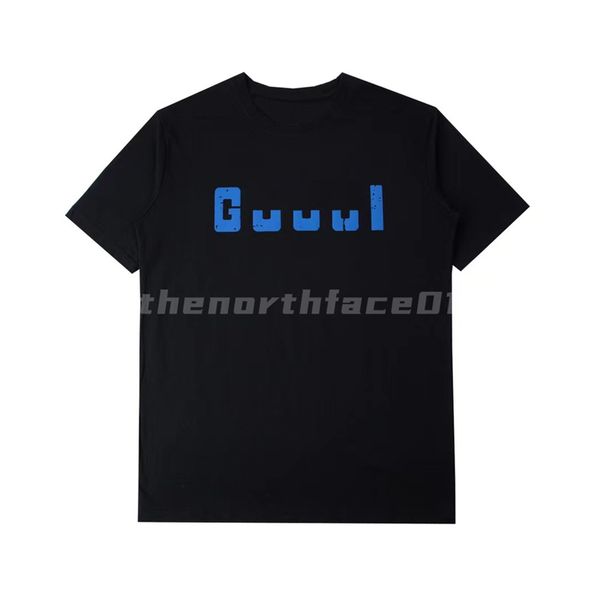 

designer fashion brand mens t shirt luxury blue letter print round neck short sleeve casual t-shirt pullover black white asian size m-2xl, White;black