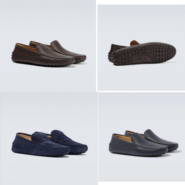 

fashion brand formal shoe men's city gongmino driving shoes calfskin suede leather rubber non slip bottom willow nail flat bottom casua, Black