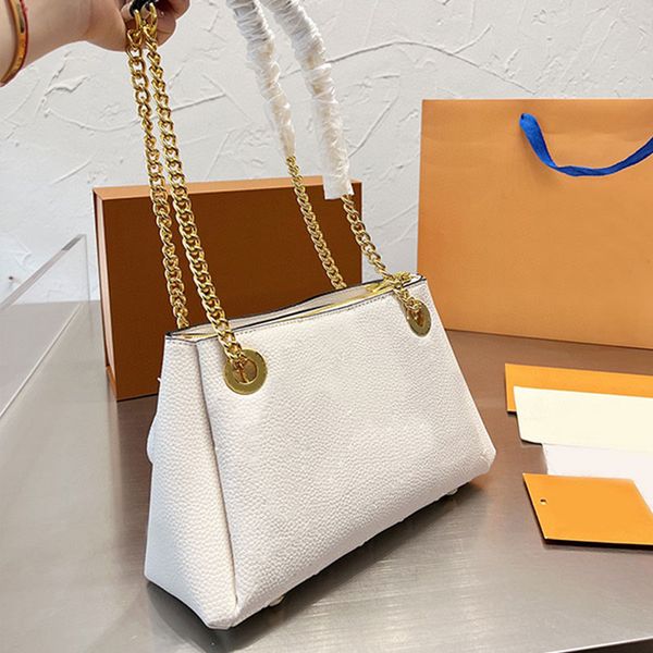 

chain surene handbag purse women shoulder bags genuine leather embossed letter zipper closure gold hardware bottom nail brand letters classi