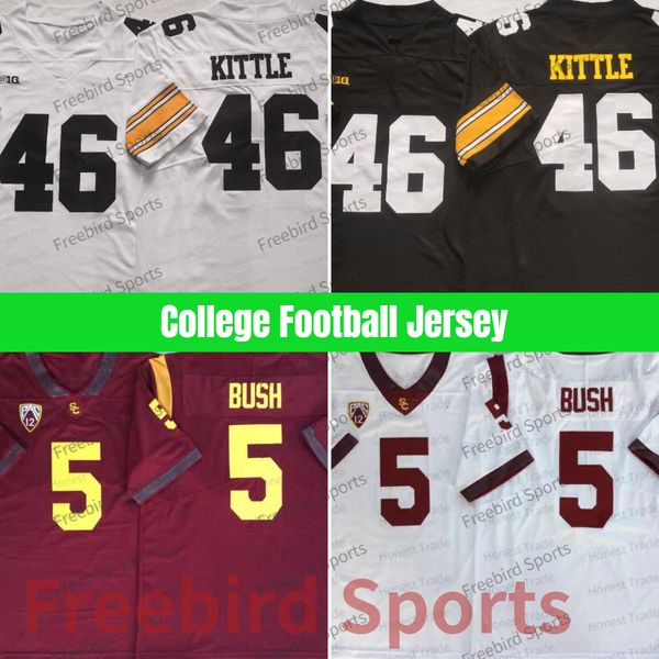 

ncaa 46 george kittle football jersey usc trojans 5 reggie bush red iowa college mens stitched jerseys black white embroidered