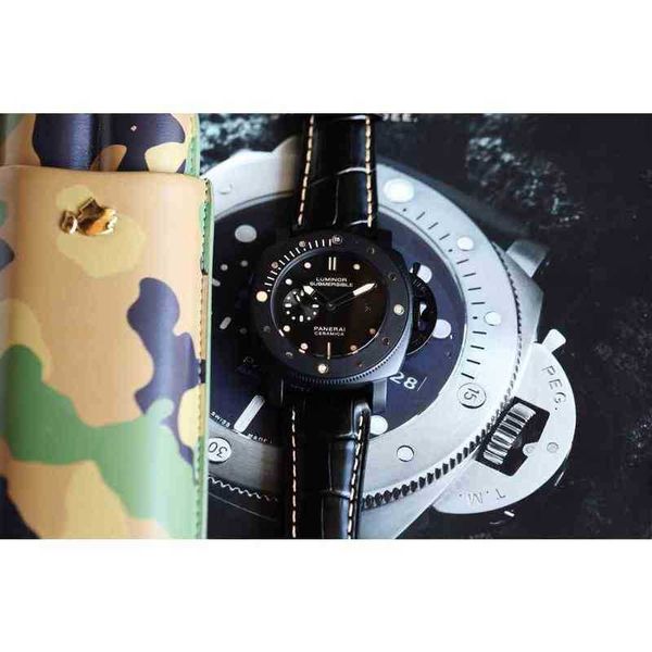 

limited edition vs carbon fiber ceramic paneraiswatch panera swiss automatic movement sapphire mirror size 47mm 13mm imported cowhide watch, Slivery;brown