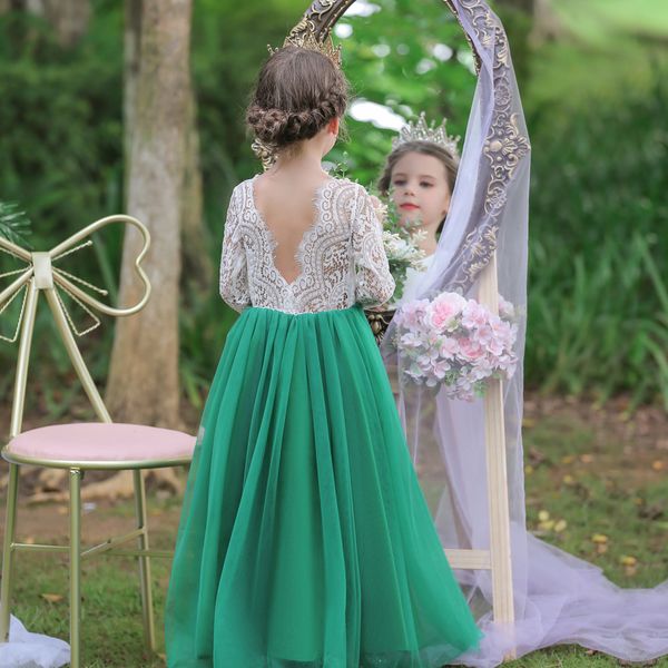 

3-12 years old flower girl wedding dress lace gauze skirt children's clothing, Red;yellow