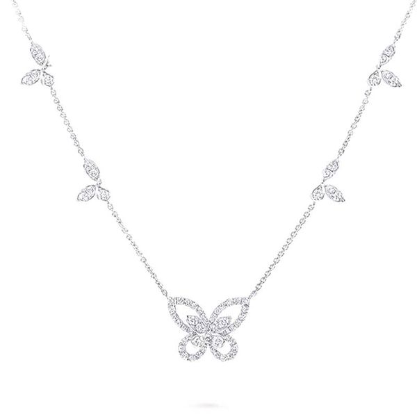 

luxury brand designer pendant necklace s925 sterling silver full crystal phantom butterfly charm necklace women's fashion jewelry plate