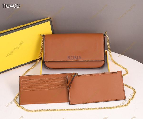 

fashion designer women's bag mini flap chain handbag horizontal square letter card bags three piece card holder
