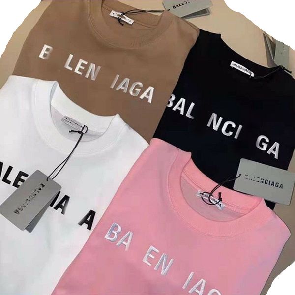 

men's designer t shirt new paris print letter t-shirt sleeves women's crew neck short sleeve loose couple dress men's half sl, White;black