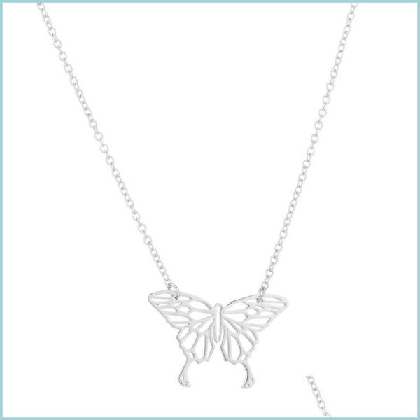 

pendant necklaces hollow butterfly pendant neckkace gold chains stainless steel butterflies necklaces women fashion jewelry gift dro dhlnm, Silver