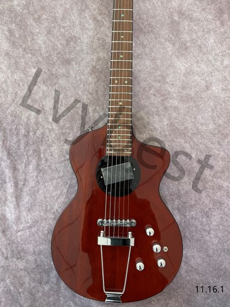 

stocking lvyelectric guitar black cover neck pickup tune o matic bridge and long tail natural brown color high glossy