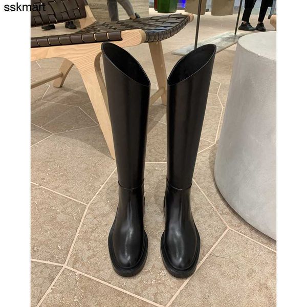 

women designers rois leg repair jil oblique mouth boots thick heel high tube boots female knight boots lady matte rivets with box size 34-40, Black