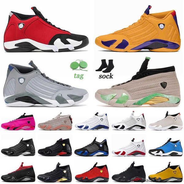 

authentic 2022 jumpman 14 14s xiv jorden basketball shoes gym red desert sand university gold mens women sneakers trai jordens jordon, Black