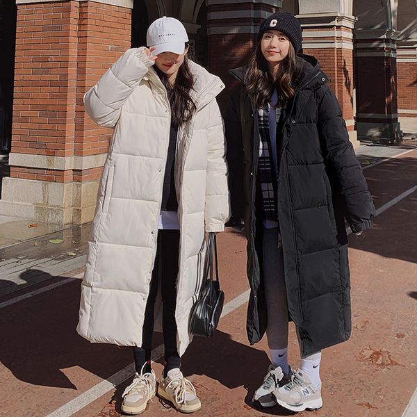 

women's down parkas black womens parka length jacket baggy winter thicken warm korean fashion casual mom hooded oversized puffer coat b