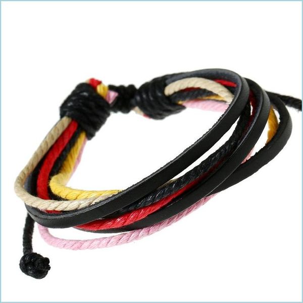 

charm bracelets fashion weave braid wrap mtilayer charm bracelet adjustable leather women bracelets mensfashion jewelry drop delivery dhz0h, Golden;silver