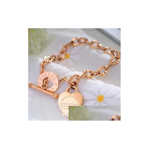 

charm bracelets fashion love jewelry stainless steel women rose gold bracelet bangles sier heart bracelets for birthday gift drop del dhlxd, Golden;silver