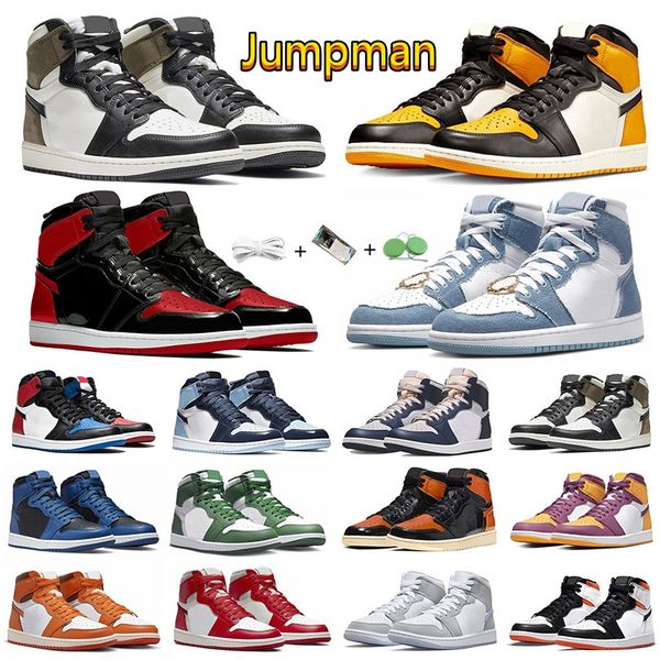 

jumpman 1 1s mens basketball shoes lost found gorge green starfish bred patent dark mocha grey fog denim newstalgia shadow men women trainer
