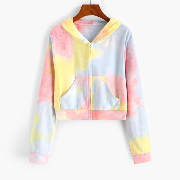 

women's hoodies gradient zip up cropped for teen girls harajuku tie dye anime sweatshirts crop women autumn thin tracksuit jackets, Black
