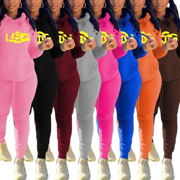 

designer brand jogging suits women tracksuits letter print two piece set long sleeve hoodies and pants sweatsuits sportswear plus size 5xl c, Gray