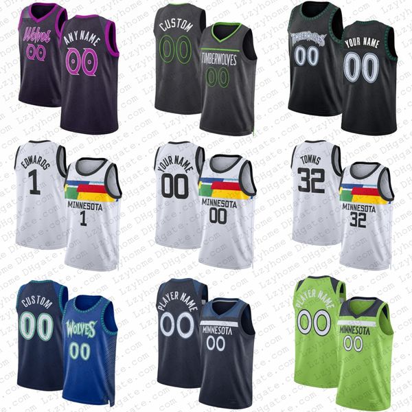 

anthony edwards rudy gobert karl-anthony towns basketball jersey minnesotas timberwolve dangelo russell wendell moore jr. jaden mcdaniels 20, Black;red