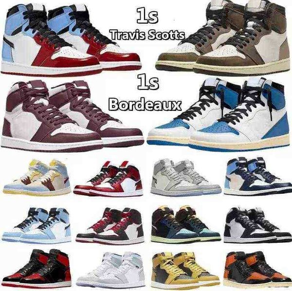 

shoes jumpman dress 1 basketball og high 1s unc patent leather hyper royal mocha homage to university blue sport designer sneakers trainers, Black