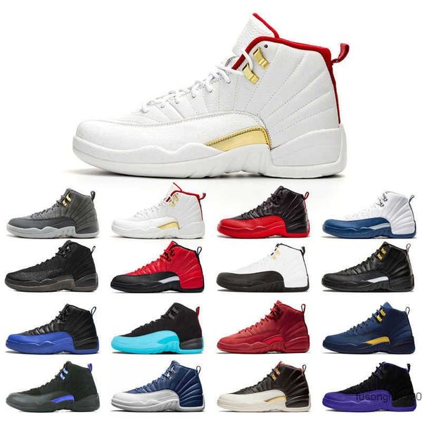 

2022 12s 12 original basketball shoes for man black purple bulls grey fiba flu game french blue gym red indigo michigan o-black reverse taxi