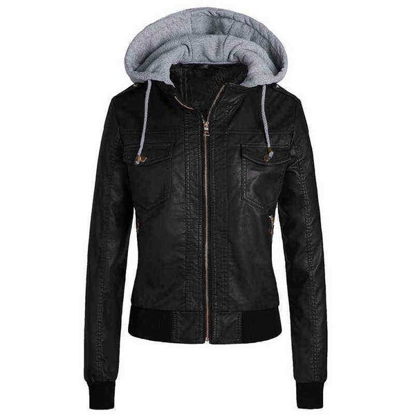 

winter leather jacket women 2020 casual ladies basic jackets warm plush female motorcycle jacket jackets plus size 3xl j220727, Black