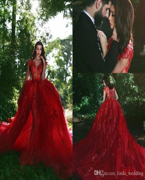 

2019 luxury red arabic dubai style evening dress v neck applique celebrity pageant formal holiday wear prom party gown custom made7532398, Black;red