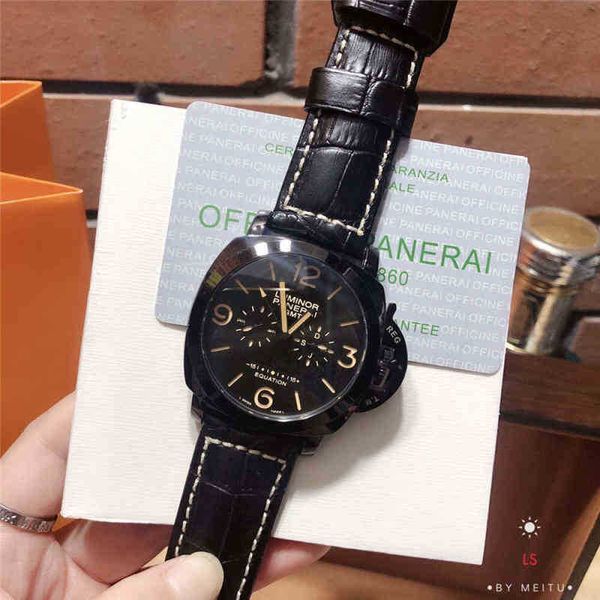 

limited edition vs carbon fiber ceramic paneraiswatch original paneras watch full function luxury fashion business leather classic wristwatc, Slivery;brown
