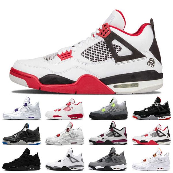 

4s basketball shoes men shoe cat court purple university red neon bred alternate motorsport orange metallic sail white cement sneakers, Black