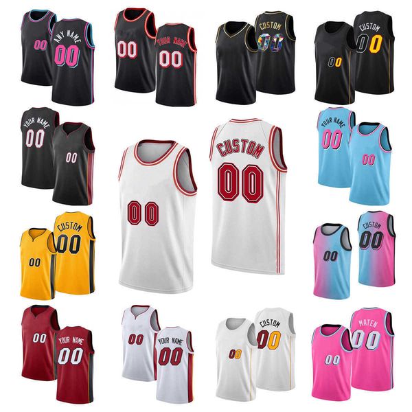 

custom printed 2022-23 new basketball jerseys 22 jimmy 13 bam 7 kyle butler adebayo lowry robinson herro vincent 24 victor oladipo 21 dewayn, Black;red