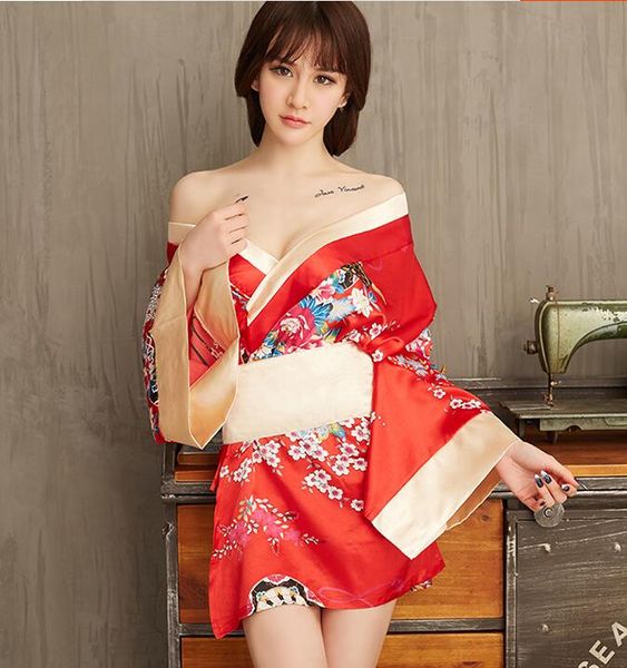 

pyjamas lingerie passionate pajamas kimono uniform seductive suit provocative clothes plus size coquettish, Red;black