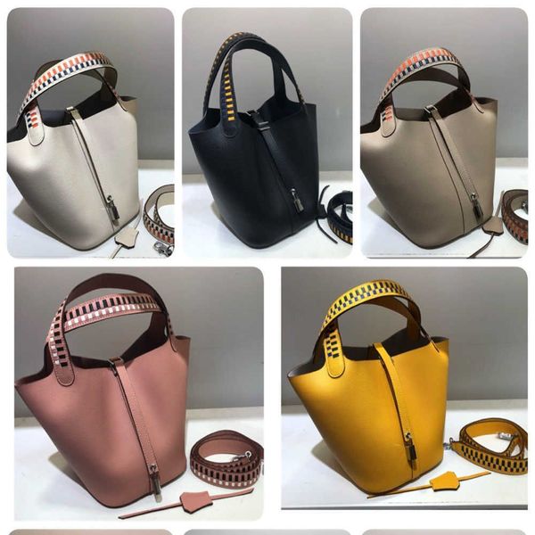 

5a bucket bags picotin leather tote bag with lock designer handbag gold palladium hardware open simple bag women calfskin picotin
