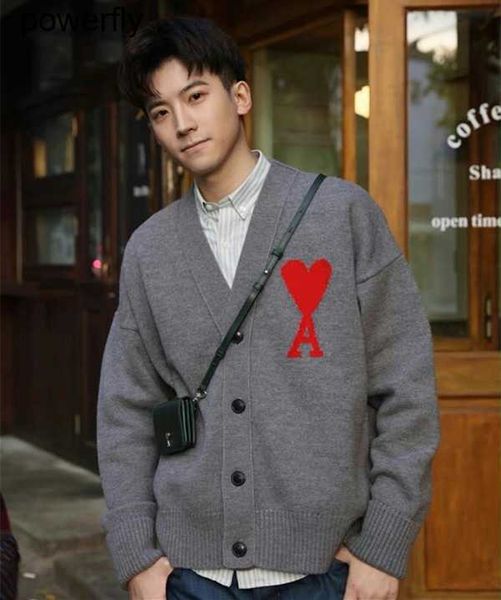 

men's sweaters designer amis winter fashion breasted v-neck same style male female lovers streetwear sweaters, White;black